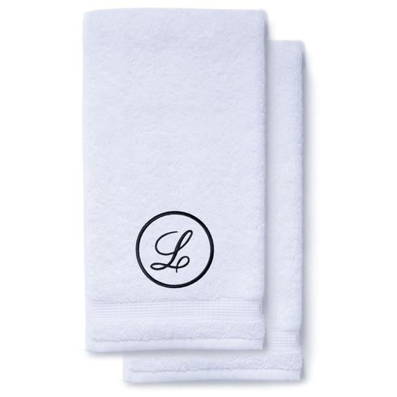Monogrammed Hand Towels for Bathroom Kitchen Makeup | Personalized Gift for Wedding-Bridal | Custom Luxury Turkish Towel | Spa Collection, Oversized, 16 X 30 Inch, Set of 2