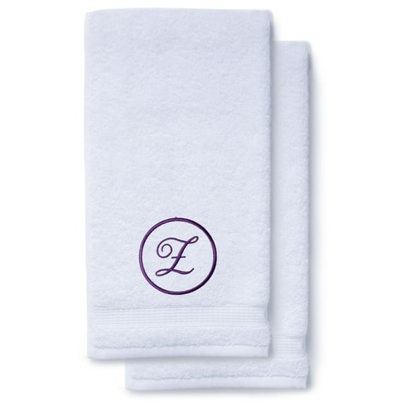 Monogrammed Hand Towels for Bathroom Kitchen Makeup | Personalized Gift for Wedding-Bridal | Custom Luxury Turkish Towel | Spa Collection, Oversized, 16 X 30 Inch, Set of 2