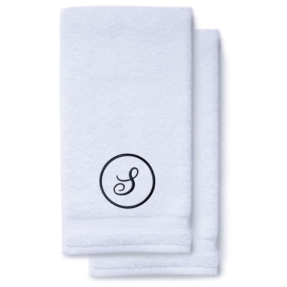 Monogrammed Hand Towels for Bathroom Kitchen Makeup | Personalized Gift for Wedding-Bridal | Custom Luxury Turkish Towel | Spa Collection, Oversized, 16 X 30 Inch, Set of 2