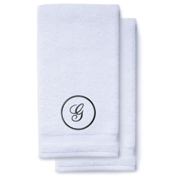 Monogrammed Hand Towels for Bathroom Kitchen Makeup | Personalized Gift for Wedding-Bridal | Custom Luxury Turkish Towel | Spa Collection, Oversized, 16 X 30 Inch, Set of 2