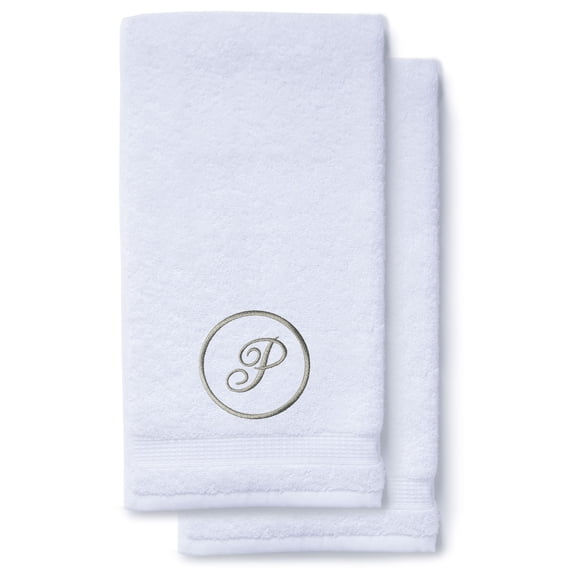 Monogrammed Hand Towels for Bathroom Kitchen Makeup | Personalized Gift for Wedding-Bridal | Custom Luxury Turkish Towel | Spa Collection, Oversized, 16 X 30 Inch, Set of 2