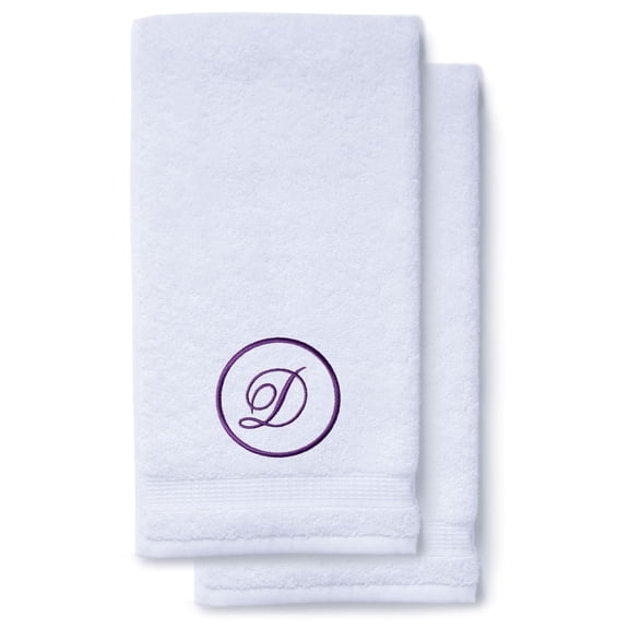 Monogrammed Hand Towels for Bathroom Kitchen Makeup | Personalized Gift for Wedding-Bridal | Custom Luxury Turkish Towel | Spa Collection, Oversized, 16 X 30 Inch, Set of 2