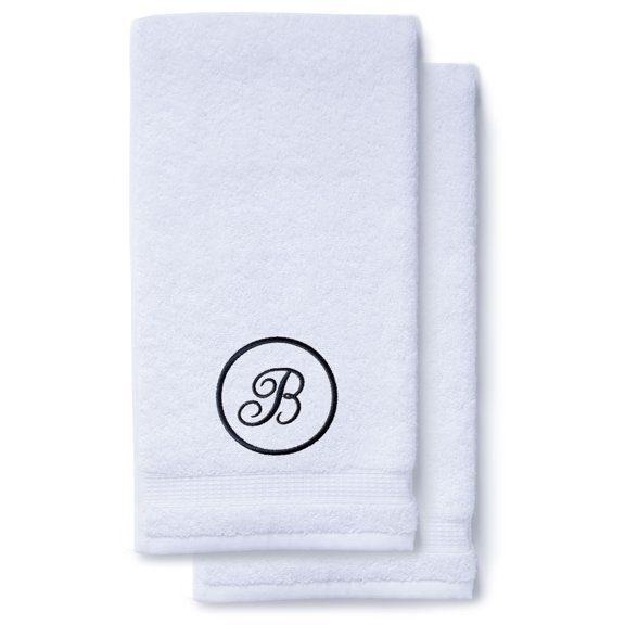 Monogrammed Hand Towels for Bathroom Kitchen Makeup | Personalized Gift for Wedding-Bridal | Custom Luxury Turkish Towel | Spa Collection, Oversized, 16 X 30 Inch, Set of 2