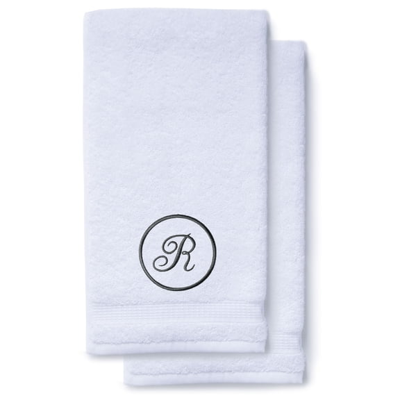 Monogrammed Hand Towels for Bathroom Kitchen Makeup | Personalized Gift for Wedding-Bridal | Custom Luxury Turkish Towel | Spa Collection, Oversized, 16 X 30 Inch, Set of 2