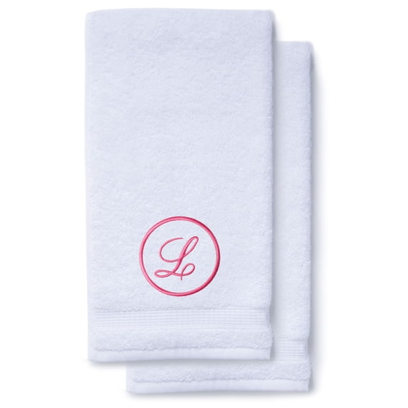 Monogrammed Hand Towels for Bathroom Kitchen Makeup | Personalized Gift for Wedding-Bridal | Custom Luxury Turkish Towel | Spa Collection, Oversized, 16 X 30 Inch, Set of 2