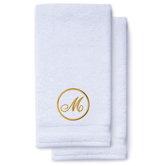 Monogrammed Hand Towels for Bathroom Kitchen Makeup | Personalized Gift for Wedding-Bridal | Custom Luxury Turkish Towel | Spa Collection, Oversized, 16 X 30 Inch, Set of 2
