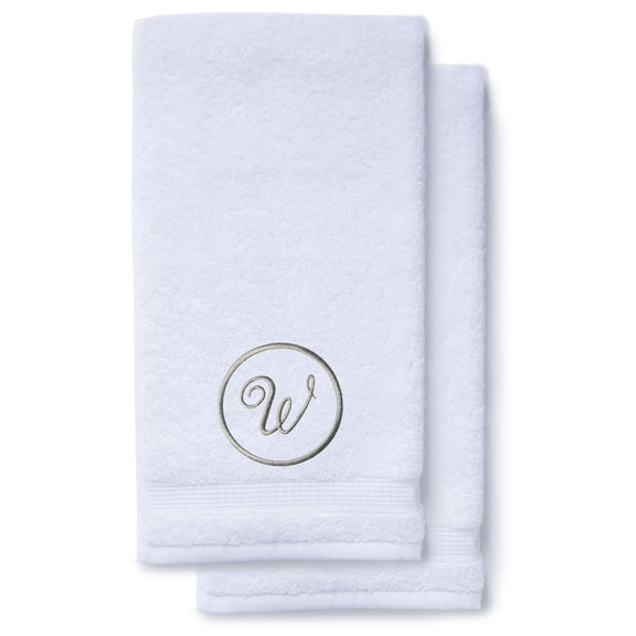Monogrammed Hand Towels for Bathroom Kitchen Makeup | Personalized Gift for Wedding-Bridal | Custom Luxury Turkish Towel | Spa Collection, Oversized, 16 X 30 Inch, Set of 2