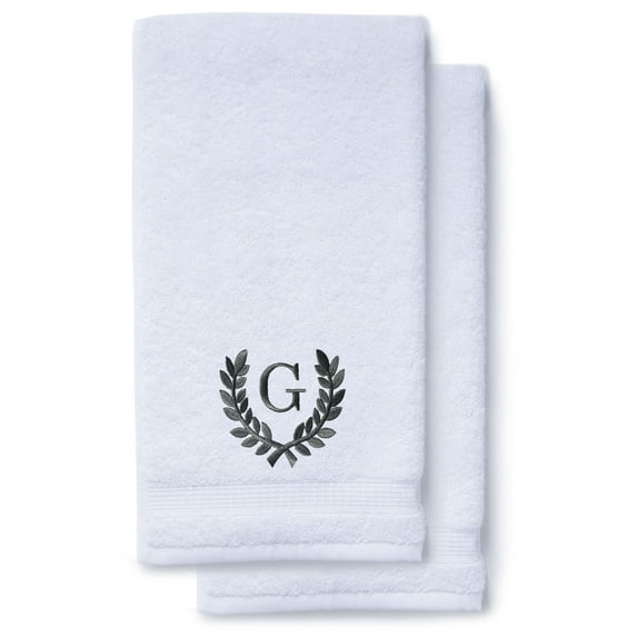 Monogrammed Hand Towels for Bathroom Kitchen Makeup | Personalized Gift for Wedding-Bridal | Roman Font Custom Luxury Turkish Towel | Spa Collection, Oversized, 16 X 30 Inch, Set of 2