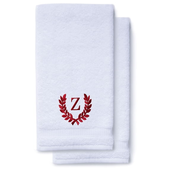 Monogrammed Hand Towels for Bathroom Kitchen Makeup | Personalized Gift for Wedding-Bridal | Roman Font Custom Luxury Turkish Towel | Spa Collection, Oversized, 16 X 30 Inch, Set of 2