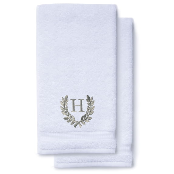 Monogrammed Hand Towels for Bathroom Kitchen Makeup | Personalized Gift for Wedding-Bridal | Roman Font Custom Luxury Turkish Towel | Spa Collection, Oversized, 16 X 30 Inch, Set of 2