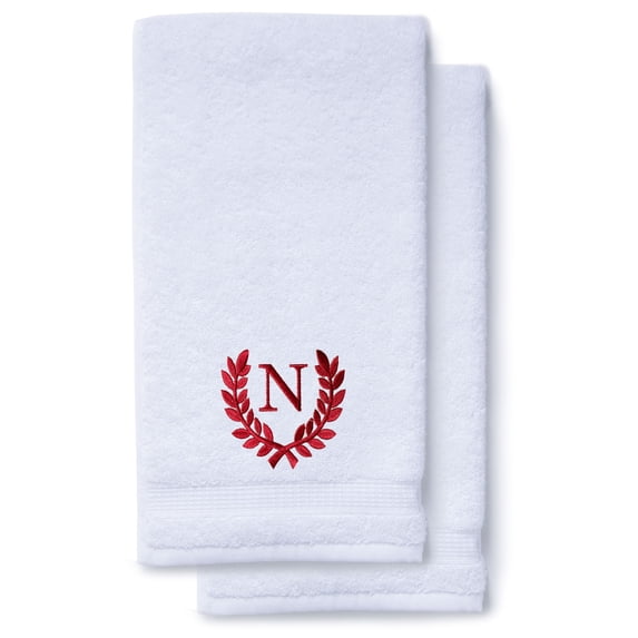Monogrammed Hand Towels for Bathroom Kitchen Makeup | Personalized Gift for Wedding-Bridal | Roman Font Custom Luxury Turkish Towel | Spa Collection, Oversized, 16 X 30 Inch, Set of 2