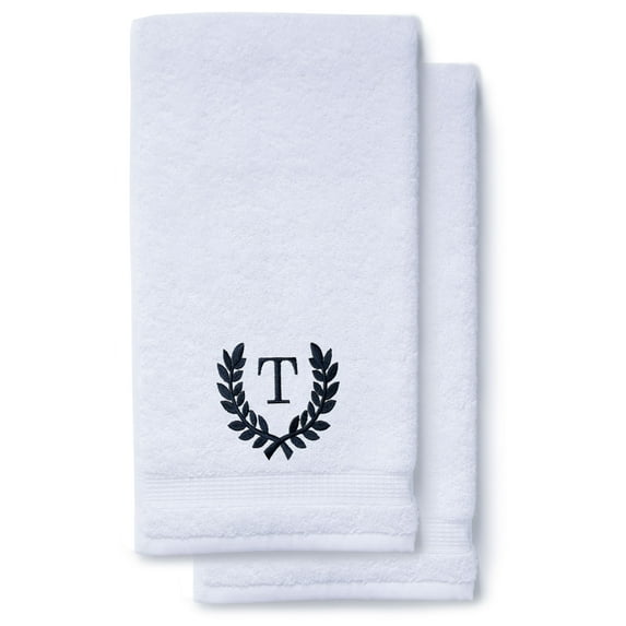 Monogrammed Hand Towels for Bathroom Kitchen Makeup | Personalized Gift for Wedding-Bridal | Roman Font Custom Luxury Turkish Towel | Spa Collection, Oversized, 16 X 30 Inch, Set of 2