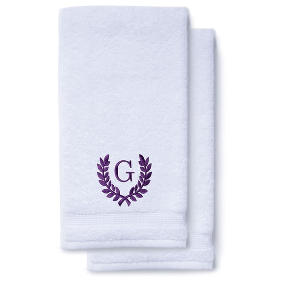 Monogrammed Hand Towels for Bathroom Kitchen Makeup | Personalized Gift for Wedding-Bridal | Roman Font Custom Luxury Turkish Towel | Spa Collection, Oversized, 16 X 30 Inch, Set of 2