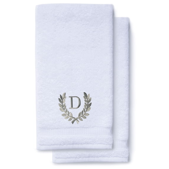 Monogrammed Hand Towels for Bathroom Kitchen Makeup | Personalized Gift for Wedding-Bridal | Roman Font Custom Luxury Turkish Towel | Spa Collection, Oversized, 16 X 30 Inch, Set of 2