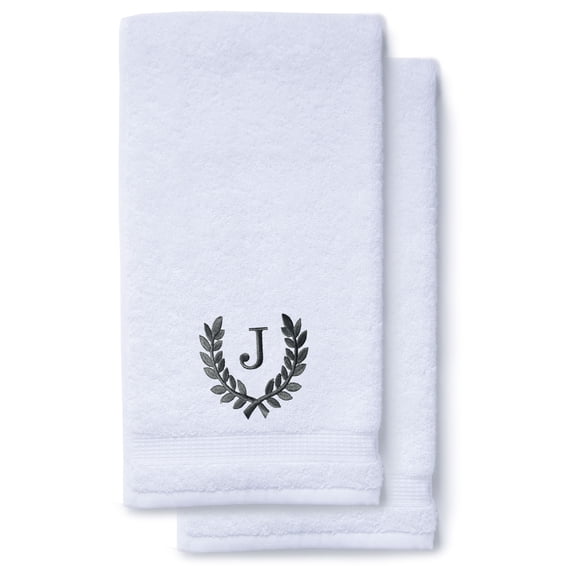 Monogrammed Hand Towels for Bathroom Kitchen Makeup | Personalized Gift for Wedding-Bridal | Roman Font Custom Luxury Turkish Towel | Spa Collection, Oversized, 16 X 30 Inch, Set of 2