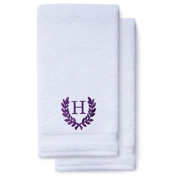 Monogrammed Hand Towels for Bathroom Kitchen Makeup | Personalized Gift for Wedding-Bridal | Roman Font Custom Luxury Turkish Towel | Spa Collection, Oversized, 16 X 30 Inch, Set of 2