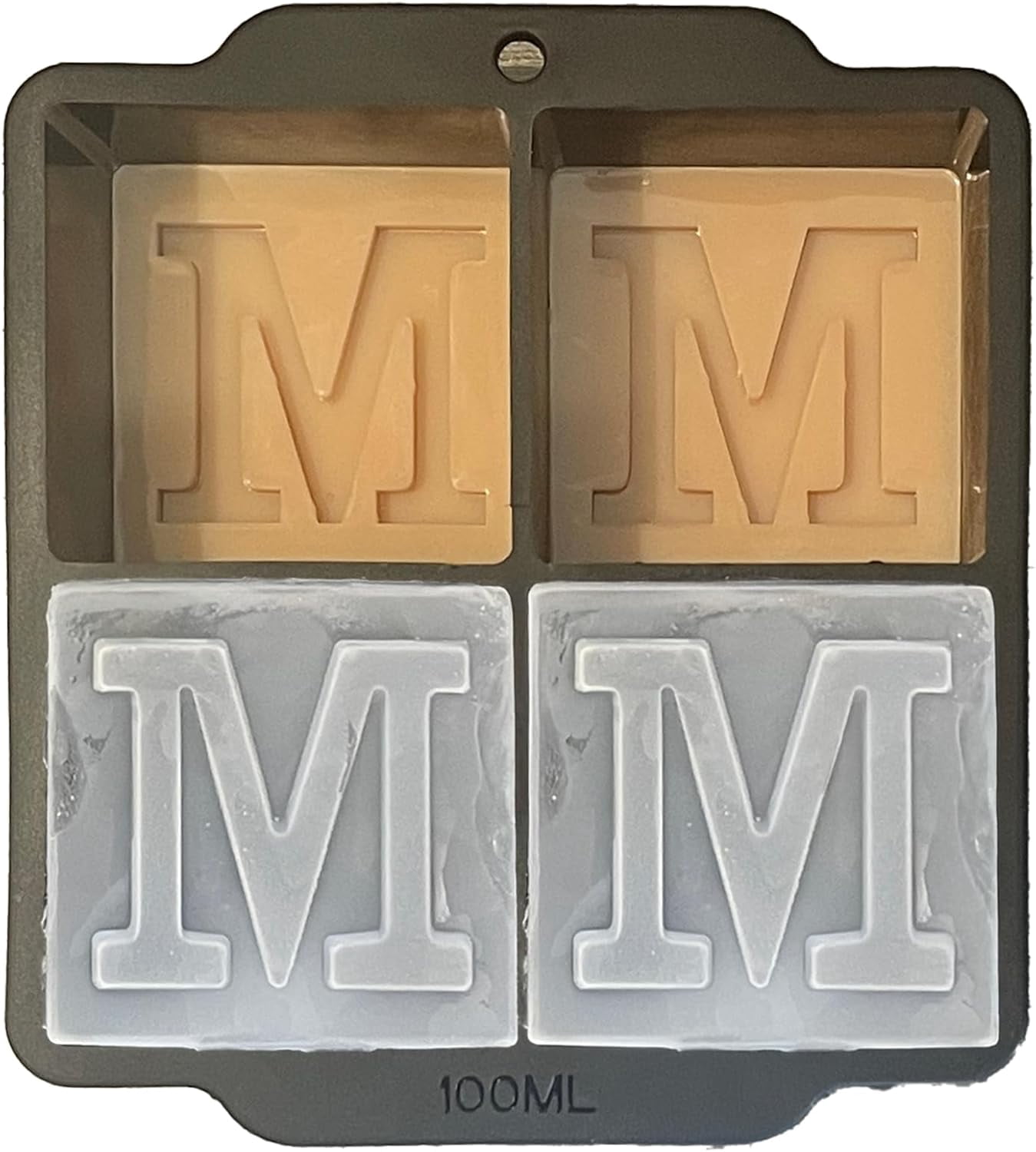 Monogrammed Ice Cubes Mold with Lid, 2 inch Whiskey Ice Cube Tray, Personalized Initials Silicone Cocktail Ice Cube Mold, Wedding Monogram, Thank You Gift, Gifts for Dad (Letter M)