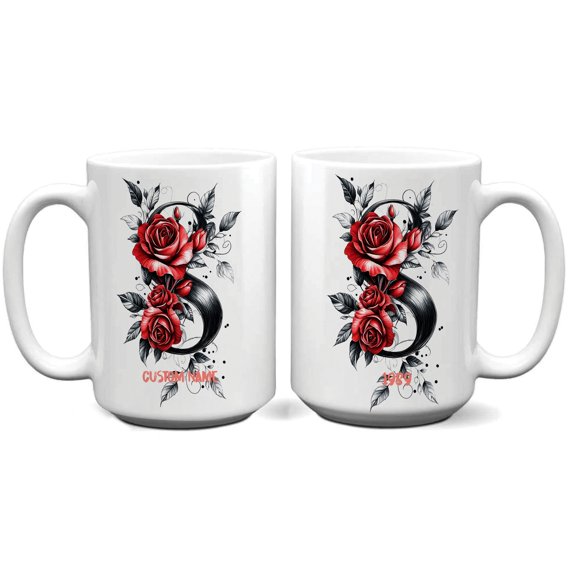 Monogrammed Initial 'S' Coffee Mug for Women - Personalized Cup 11oz 15oz Custom for Hot Beverages, Daily Routine, Office, Birthday, Mother’s or Father’s Day