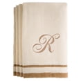 thumbnail image 1 of Monogrammed Gifts, Fingertip Towels, 11 x 18 Inches - Set of 4- Decorative Golden Brown Embroidered Towel - Extra Absorbent 100% Cotton- Personalized Gift- For Bathroom/ Kitchen- Initial R (Ivory), 1 of 2