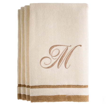 Monogrammed Ivory Fingertip Towels Set of 4