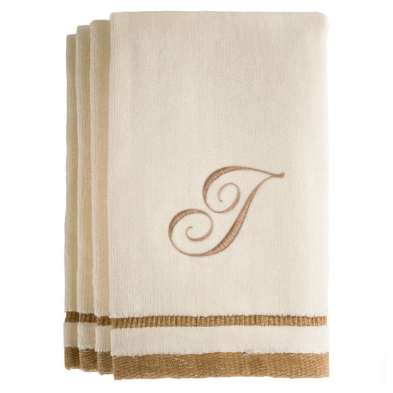 Monogrammed Ivory Fingertip Towels Set of 4
