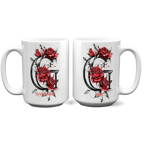Monogrammed Mug with Initial G – Personalized Coffee Cup 11oz 15oz for Women, Custom Ceramic, Designed for Office, Home or Thoughtful Daily Use