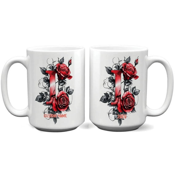 Monogrammed Mug with Initial I – Personalized Coffee Cup 11oz 15oz for Women, Custom Ceramic, Designed for Office, Home or Thoughtful Daily Use