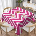 thumbnail image 1 of Monogrammed Pink Chevron Striped Pattern Soft Tablecloth Square Dinng Table Covers for Kitchen & Table Linens 52" x 52", 1 of 8