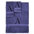 thumbnail image 1 of Monogrammed Towel Set, Personalized Gift, Set of 3- Black Block Letter Embroidered Towel - Extra Absorbent 100% Turkish Cotton - Soft Terry Finish - Initial A Navy, 1 of 1