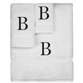 thumbnail image 1 of Monogrammed Towel Set, Personalized Gift, Set of 3- Black Block Letter Embroidered Towel - Extra Absorbent 100% Turkish Cotton - Soft Terry Finish - Initial B White, 1 of 1