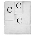 thumbnail image 1 of Monogrammed Towel Set, Personalized Gift, Set of 3- Black Block Letter Embroidered Towel - Extra Absorbent 100% Turkish Cotton - Soft Terry Finish - Initial C White, 1 of 1