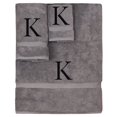 thumbnail image 1 of Monogrammed Towel Set, Personalized Gift, Set of 3- Black Block Letter Embroidered Towel - Extra Absorbent 100% Turkish Cotton - Soft Terry Finish - Initial K Gray, 1 of 1