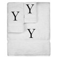 thumbnail image 1 of Monogrammed Towel Set, Personalized Gift, Set of 3- Black Block Letter Embroidered Towel - Extra Absorbent 100% Turkish Cotton - Soft Terry Finish - Initial Y White, 1 of 1