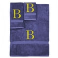 thumbnail image 1 of Monogrammed Towel Set, Personalized Gift, Set of 3- Gold Block Letter Embroidered Towel - Extra Absorbent 100% Turkish Cotton - Soft Terry Finish - Initial B Navy, 1 of 1