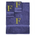 thumbnail image 1 of Monogrammed Towel Set, Personalized Gift, Set of 3- Gold Block Letter Embroidered Towel - Extra Absorbent 100% Turkish Cotton - Soft Terry Finish - Initial F Navy, 1 of 1