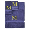 thumbnail image 1 of Monogrammed Towel Set, Personalized Gift, Set of 3- Gold Block Letter Embroidered Towel - Extra Absorbent 100% Turkish Cotton - Soft Terry Finish - Initial M Navy, 1 of 1