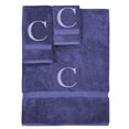 thumbnail image 1 of Monogrammed Towel Set, Personalized Gift, Set of 3- Silver Block Letter Embroidered Towel - Extra Absorbent 100% Turkish Cotton - Soft Terry Finish - Initial C Navy, 1 of 1