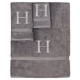 thumbnail image 1 of Monogrammed Towel Set, Personalized Gift, Set of 3- Silver Block Letter Embroidered Towel - Extra Absorbent 100% Turkish Cotton - Soft Terry Finish - Initial H Gray, 1 of 1