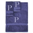 thumbnail image 1 of Monogrammed Towel Set, Personalized Gift, Set of 3- Silver Block Letter Embroidered Towel - Extra Absorbent 100% Turkish Cotton - Soft Terry Finish - Initial P Navy, 1 of 1
