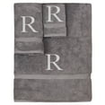 thumbnail image 1 of Monogrammed Towel Set, Personalized Gift, Set of 3- Silver Block Letter Embroidered Towel - Extra Absorbent 100% Turkish Cotton - Soft Terry Finish - Initial R Gray, 1 of 1
