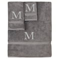 thumbnail image 1 of Monogrammed Towel Set, Personalized Gift, Set of 3- Silver Block Letter Embroidered Towel - Extra Absorbent 100% Turkish Cotton - Soft Terry Finish - Initial M Gray, 1 of 1