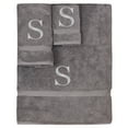 thumbnail image 1 of Monogrammed Towel Set, Personalized Gift, Set of 3- Silver Block Letter Embroidered Towel - Extra Absorbent 100% Turkish Cotton - Soft Terry Finish - Initial S Gray, 1 of 1
