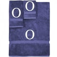 thumbnail image 1 of Monogrammed Towel Set, Personalized Gift, Set of 3- White Block Letter Embroidered Towel - Extra Absorbent 100% Turkish Cotton - Soft Terry Finish - Initial O Navy, 1 of 1