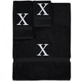 thumbnail image 1 of Monogrammed Towel Set, Personalized Gift, Set of 3- White Block Letter Embroidered Towel - Extra Absorbent 100% Turkish Cotton - Soft Terry Finish - Initial X Black, 1 of 1