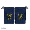 thumbnail image 1 of Monogrammed Washcloth Towel, Personalized Gift, 13x13 Inches - Set of 2 - Gold Script Embroidered Towel - Extra Absorbent 100% Turkish Cotton - Soft Terry Finish - Initial E Navy Towels, 1 of 3