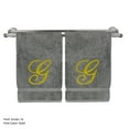 thumbnail image 1 of Monogrammed Washcloth Towel, Personalized Gift, 13x13 Inches - Set of 2 - Gold Script Embroidered Towel - Extra Absorbent 100% Turkish Cotton - Soft Terry Finish - Initial G Gray Towels, 1 of 6
