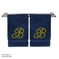 thumbnail image 1 of Monogrammed Washcloth Towel, Personalized Gift, 13x13 Inches - Set of 2 - Gold Script Embroidered Towel - Extra Absorbent 100% Turkish Cotton - Soft Terry Finish - Initial B Navy Towels, 1 of 3