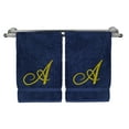 thumbnail image 1 of Monogrammed Washcloth Towel, Personalized Gift, 13x13 Inches - Set of 2 - Gold Script Embroidered Towel - Extra Absorbent 100% Turkish Cotton - Soft Terry Finish - Initial A Navy Towels, 1 of 3