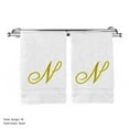 thumbnail image 1 of Monogrammed Washcloth Towel, Personalized Gift, 13x13 Inches - Set of 2 - Gold Script Embroidered Towel - Extra Absorbent 100% Turkish Cotton - Soft Terry Finish - Initial N White, 1 of 2