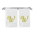 thumbnail image 1 of Monogrammed Washcloth Towel, Personalized Gift, 13x13 Inches - Set of 2 - Gold Script Embroidered Towel - Extra Absorbent 100% Turkish Cotton - Soft Terry Finish - Initial W White, 1 of 3